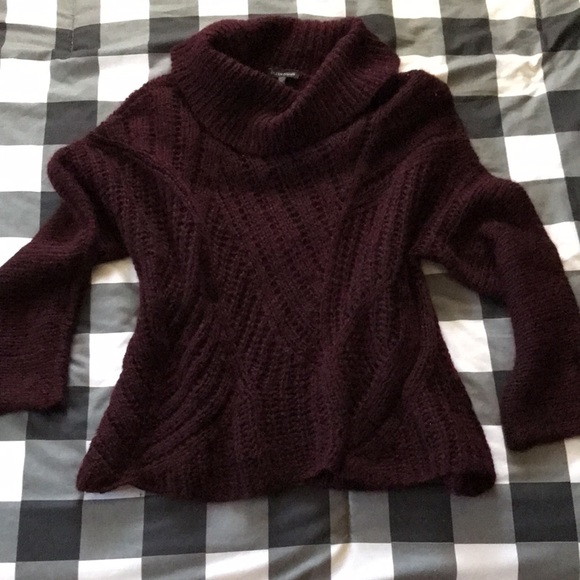 EILEEN FISHER Soft KNIT Wine Burgundy COWL NECK Sweater Sz XL - Picture 2 of 11